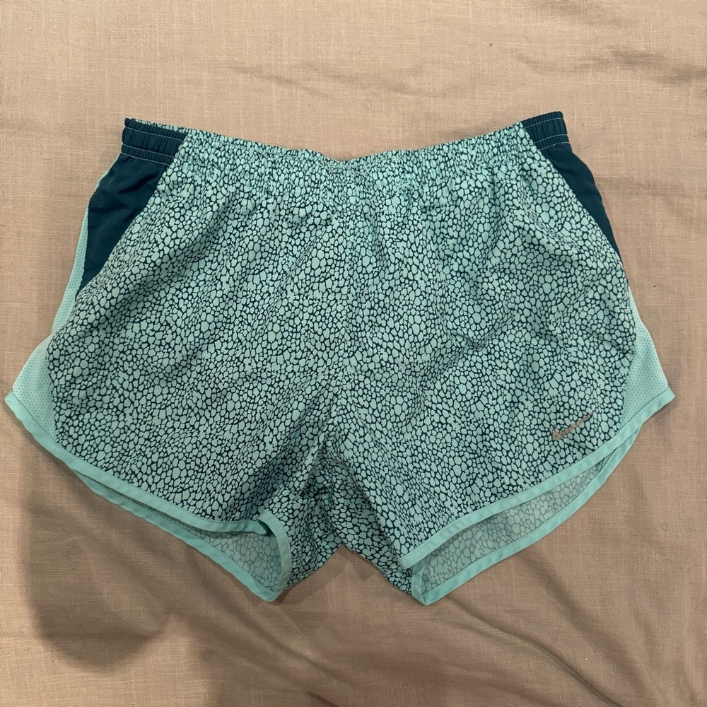 Nike Women's Aqua Patterned Dri-Fit Athletic Shorts
